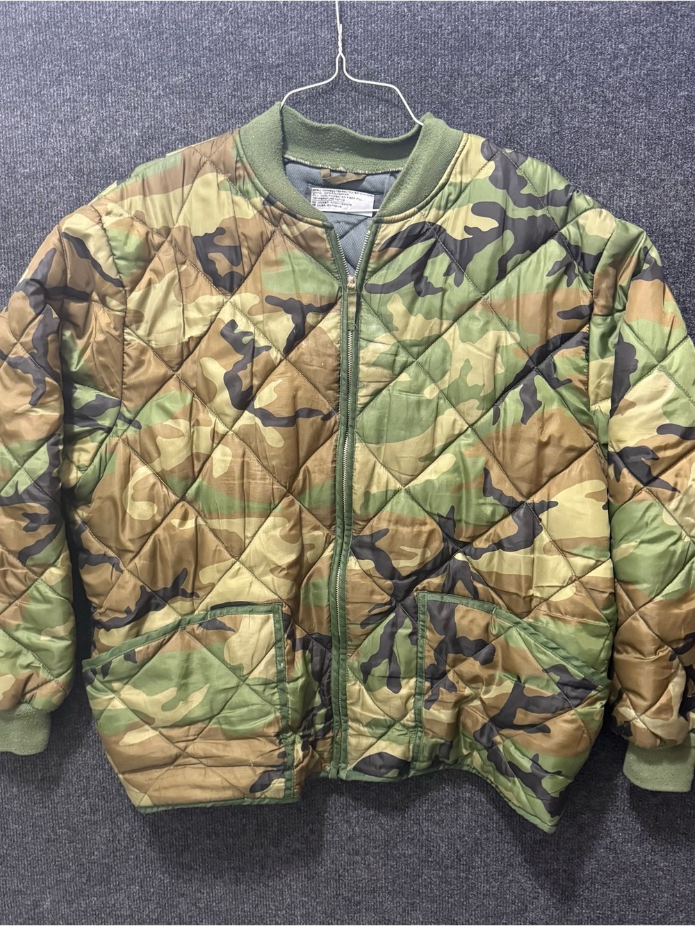 Vintage Fox Outdoor Men’s XL Quilted Jacket Camo Lined Military Utility Green